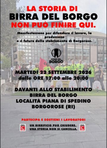 Birra del Borgo, la lotta continua: martedì 22 settembre nuova manifestazione davanti allo stabilimento di Borgorose 1 whatsapp image 2026 09 18 at 18.04.57