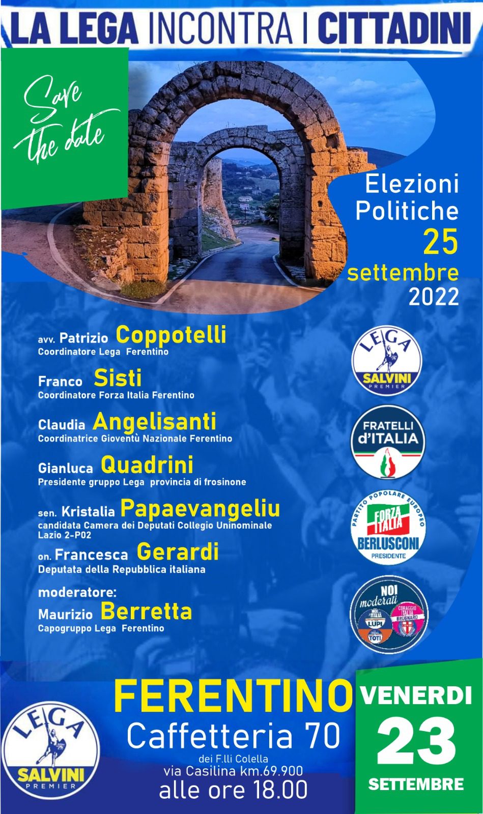 CENTRODESTRA A FERENTINO Appuntamento venerdì 23 Settembre CENTRODESTRA A FERENTINO Appuntamento venerdì 23 Settembre