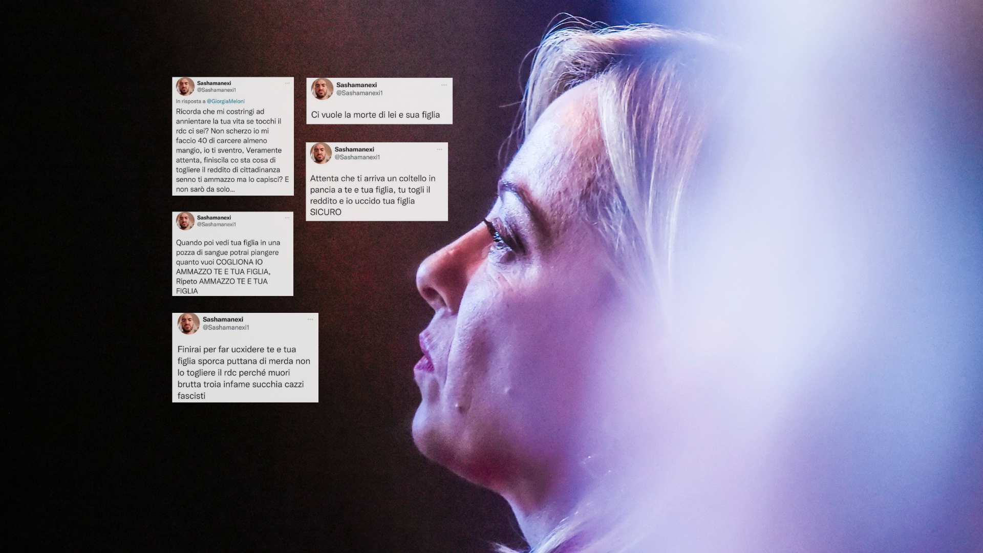 “Se togli il reddito ammazzo te e tua figlia”. Minacce a Meloni, la maggioranza accusa Conte: “Fomenta odio” “Se togli il reddito ammazzo te e tua figlia”. Minacce a Meloni, la maggioranza accusa Conte: “Fomenta odio”