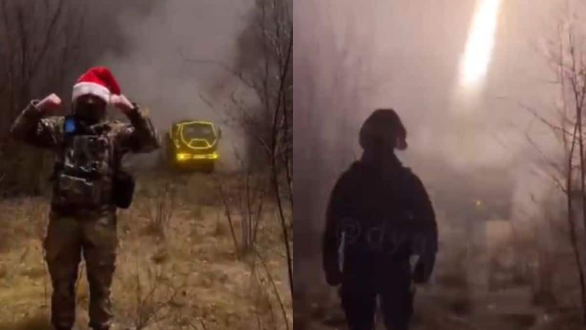 Ucraina, è virale il video di un lanciarazzi addobbato con le luci di Natale Ucraina, è virale il video di un lanciarazzi addobbato con le luci di Natale