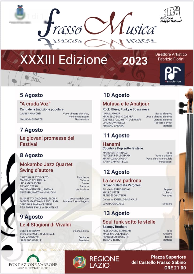 FRASSOMUSICA 2023 XXXIII edizione FRASSOMUSICA 2023 XXXIII edizione
