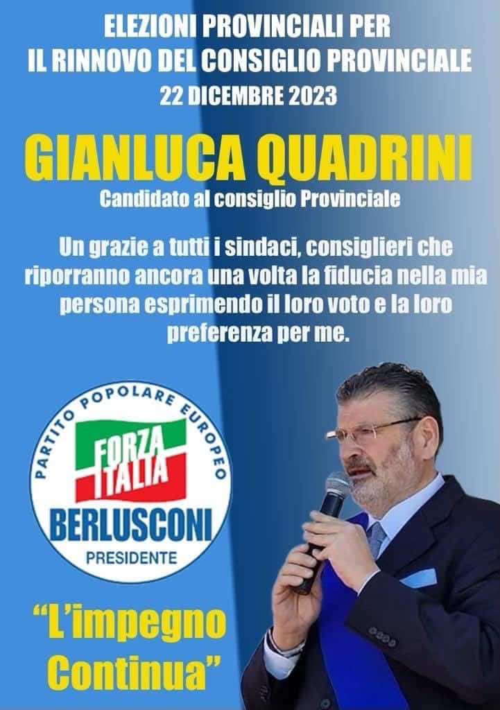 Provinciali. Gianluca Quadrini: “Forza Italia un partito in crescendo” Provinciali. Gianluca Quadrini: “Forza Italia un partito in crescendo”