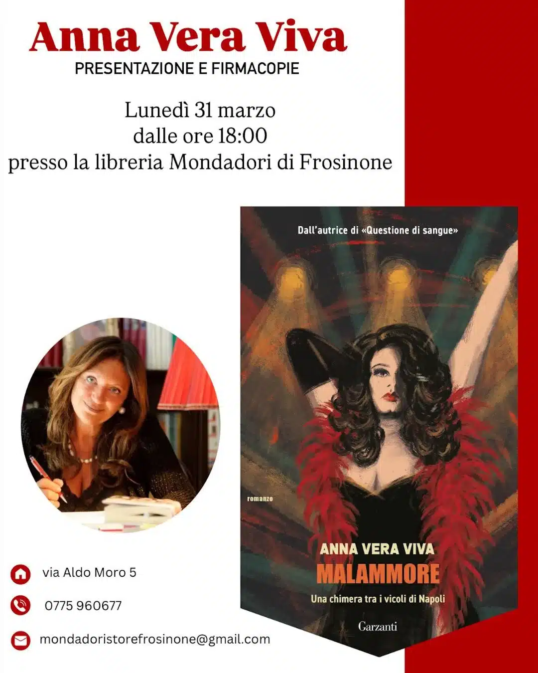 MondadoriStoreFrosinone: Presentazione romanzo “Malammore” alla presenza della scrittrice Anna Vera Viva MondadoriStoreFrosinone: Presentazione romanzo “Malammore” alla presenza della scrittrice Anna Vera Viva