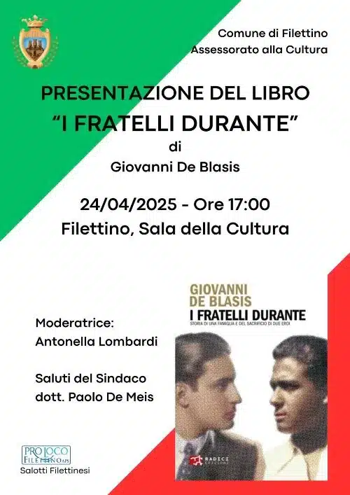 Nel libro di De Blasis, la storia dei fratelli Durante Nel libro di De Blasis, la storia dei fratelli Durante