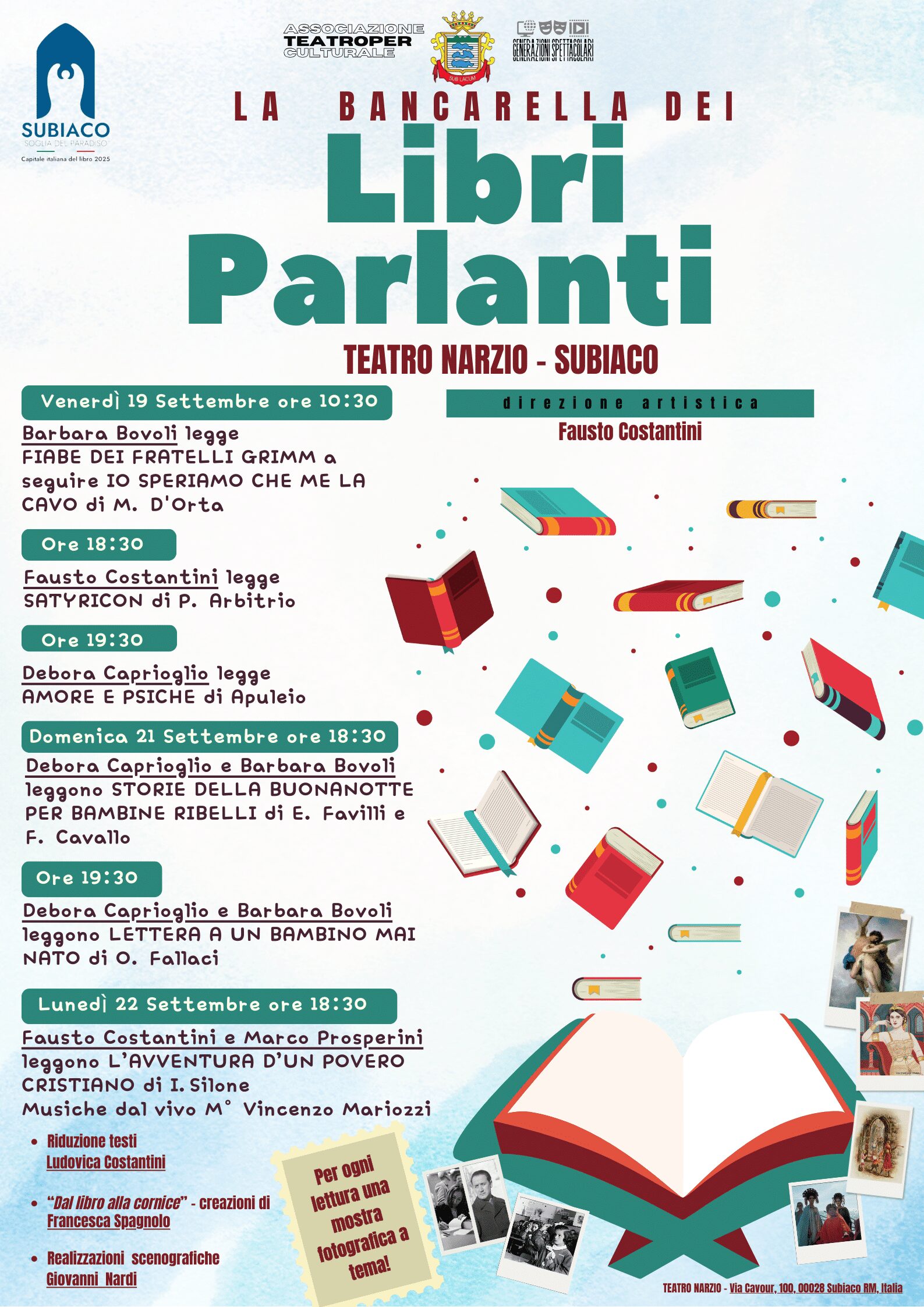 Il Teatro Narzio si trasforma in un libro vivente con “La Bancarella dei Libri Parlanti” Il Teatro Narzio si trasforma in un libro vivente con “La Bancarella dei Libri Parlanti”