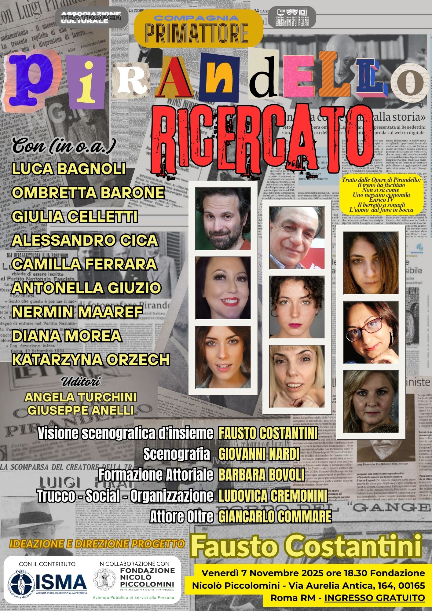 ‘Pirandello Ricercato’: spettacolo finale degli attori del corso PRIMATTORE a Roma ‘Pirandello Ricercato’: spettacolo finale degli attori del corso PRIMATTORE a Roma