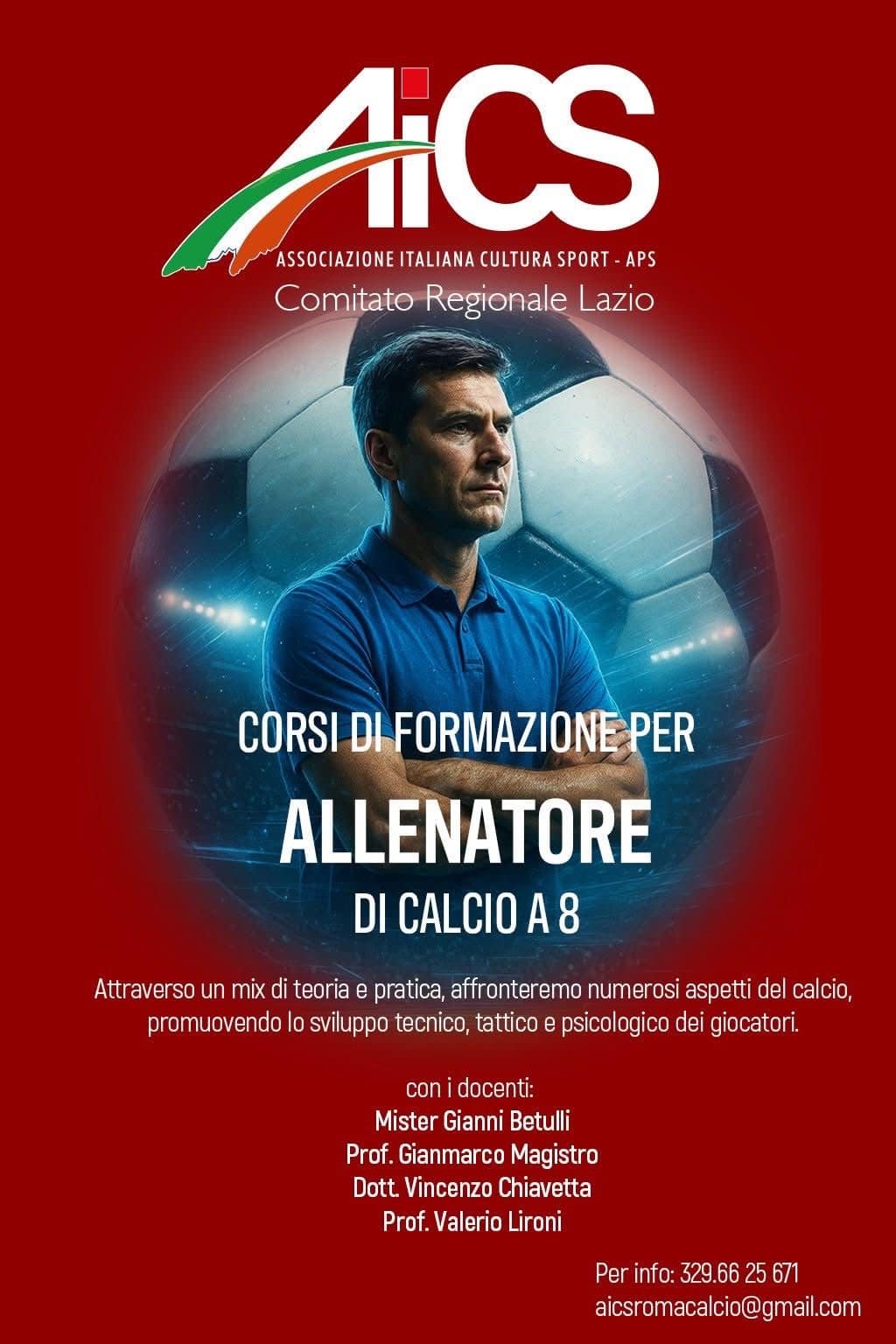 Con AICS Lazio nasce il corso di formazione per allenatori di calcio a 8: un nuovo modo di vivere e insegnare il gioco Con AICS Lazio nasce il corso di formazione per allenatori di calcio a 8: un nuovo modo di vivere e insegnare il gioco