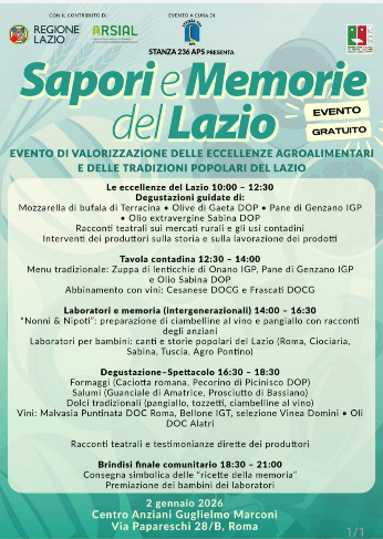 Sapori e Memorie del Lazio, tradizione, gusto e comunità al Centro Anziani Guglielmo Marconi di Roma Sapori e Memorie del Lazio, tradizione, gusto e comunità al Centro Anziani Guglielmo Marconi di Roma