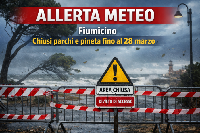 allerta meteo Fiumicino, allerta meteo: chiusi parchi e pineta