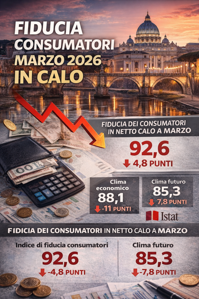 istat consumo mrzo 2026 Roma. Fiducia consumatori in calo: il dato reale cambia lo scenario