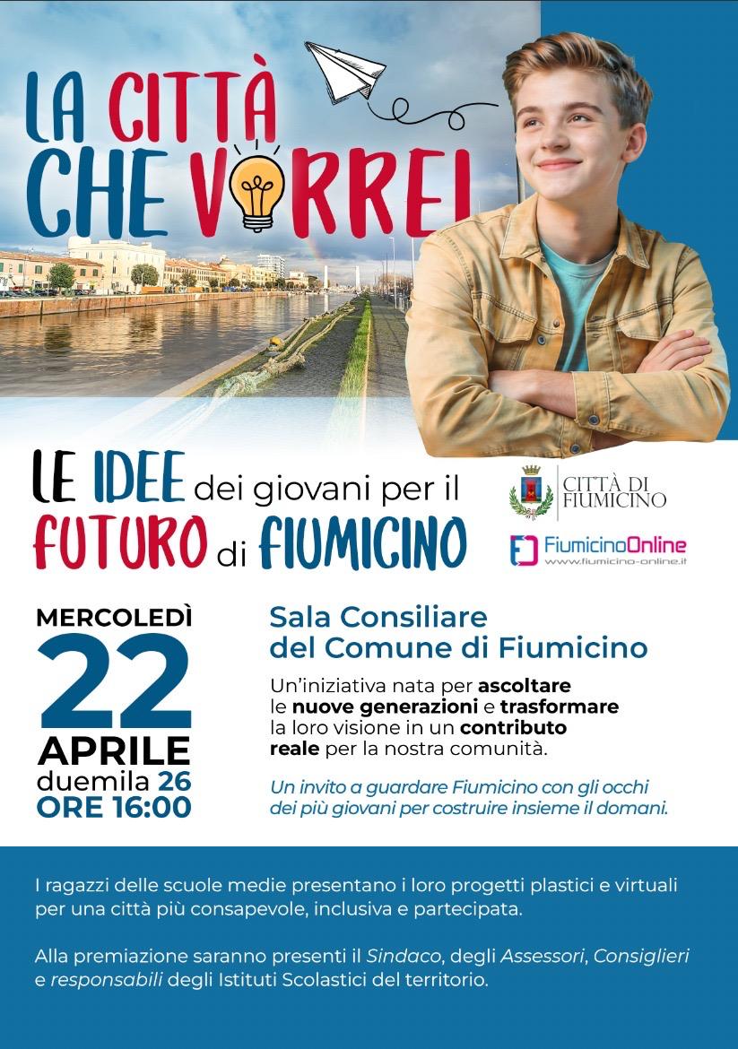 Fiumicino. “La città che vorrei”: il 22 aprile gli studenti presentano progetti concreti per il futuro Fiumicino. “La città che vorrei”: il 22 aprile gli studenti presentano progetti concreti per il futuro