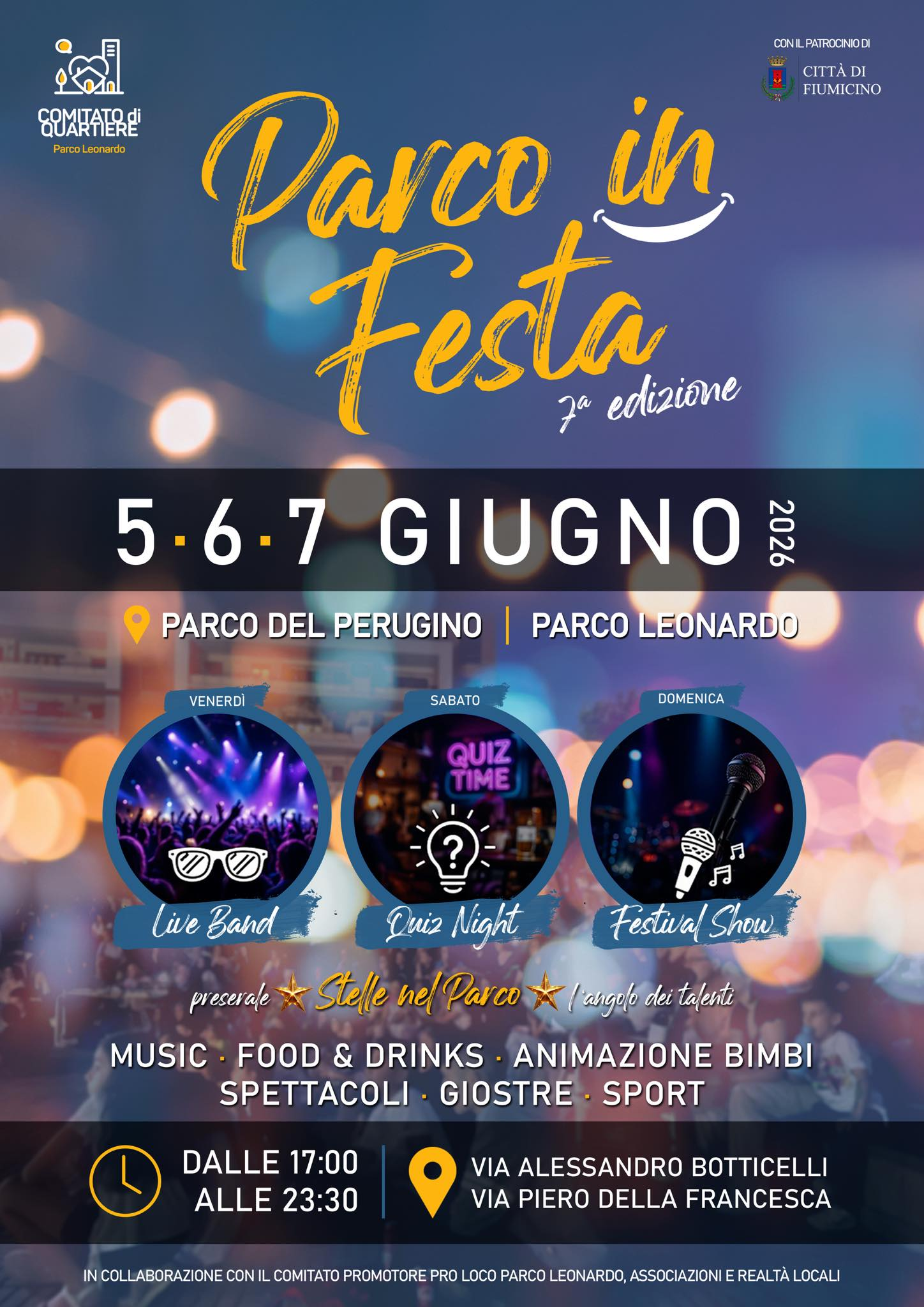 Fiumicino. Parco in Festa 2026, tre giorni di musica e spettacoli a Parco Leonardo Parco in Festa 2026 a Fiumicino tra musica e spettacoli