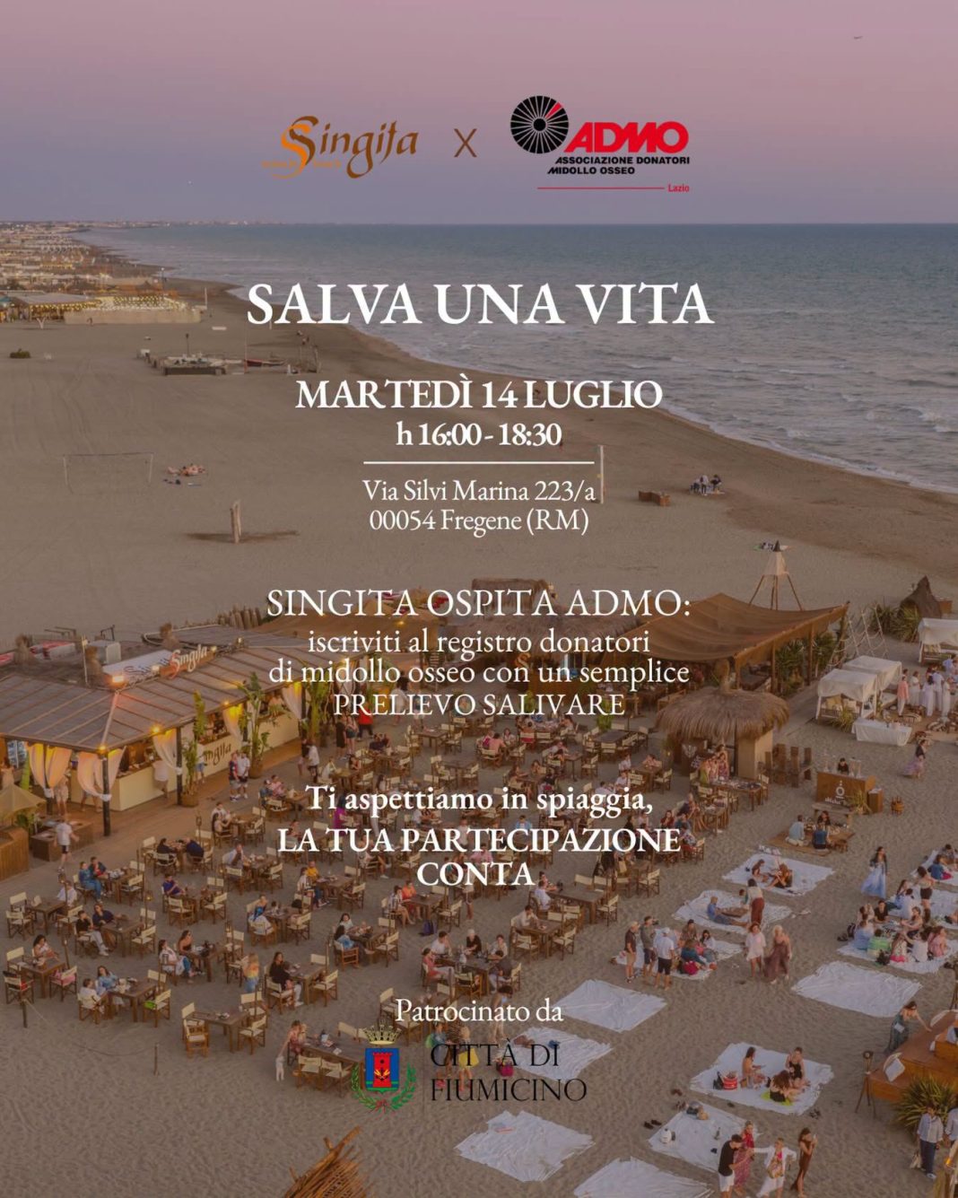 Fregene. Donazione di midollo: tipizzazione in spiaggia Fregene. Donazione di midollo: tipizzazione in spiaggia