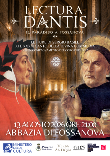 Un evento imperdibile nella splendida Abbazia di Fossanova 2 Lectura Dantis 13 agosto loghi