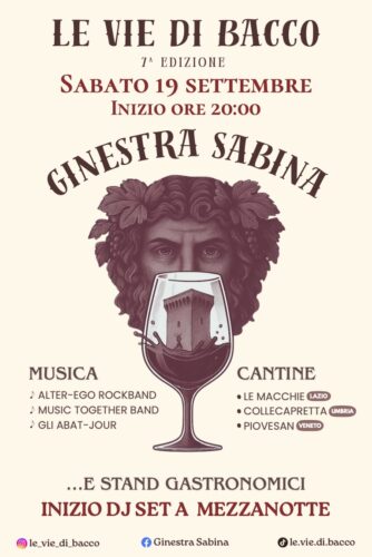 Torna "Le Vie di Bacco" a Ginestra Sabina: una notte tra grande vino, musica live e gastronomia 1 LE VIE DI BACCO 2026
