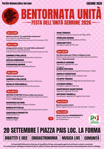 Serrone: Torna la Festa dell’Unità domenica 20 settembre 1 festadellunita digitalprogrammafb
