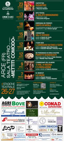 ARCE, PRESENTATA LA QUARTA STAGIONE TEATRALE “METTITI COMODO” 3 locandina teatro 2026 27 1