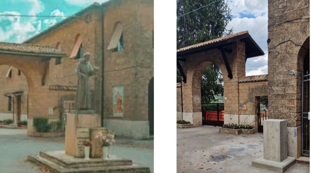 La statua di San Francesco verso il ritorno, ma di lato: spunta un ย basamento