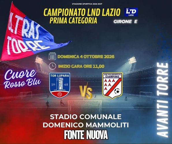 FONTE NUOVA - Fra qualche ora presso lo stadio Comunale "Domenico Mammoliti" inizio campionato di 1^ categoria LND LAZIO 1 campionato prima categoria lnd lazio girone e