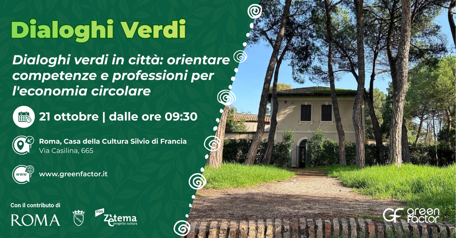 Dialoghi Verdi” il 21 ottobre alla Casa della Cultura Silvio di Francia per parlare di green jobs ed economia circolare in città