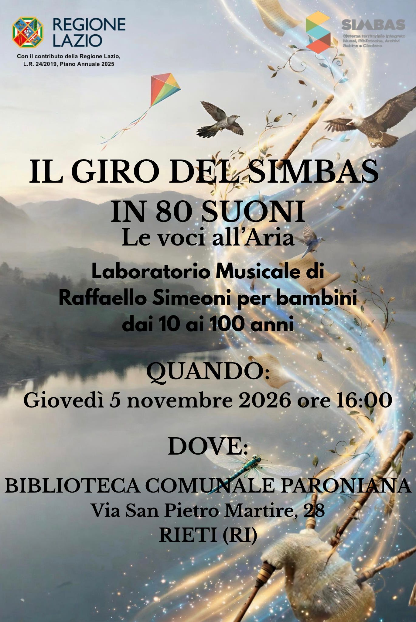 Alla Biblioteca Comunale Paroniana arriva “Il Giro del SIMBAS in 80 Suoni – Le voci all’Aria” Alla Biblioteca Comunale Paroniana arriva “Il Giro del SIMBAS in 80 Suoni – Le voci all’Aria”