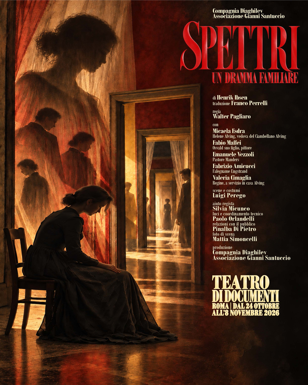 “Spettri” di Henrik Ibsen al Teatro di Documenti: Walter Pagliaro porta in scena le ombre della famiglia borghese “Spettri” di Henrik Ibsen al Teatro di Documenti: Walter Pagliaro porta in scena le ombre della famiglia borghese