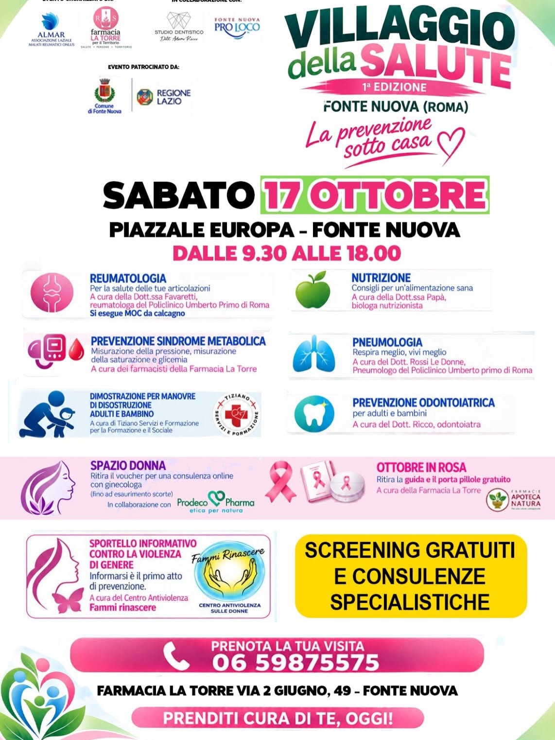 Fonte Nuova – Farmacia la Torre verso il villaggio della salute e la camminata della prevenzione.