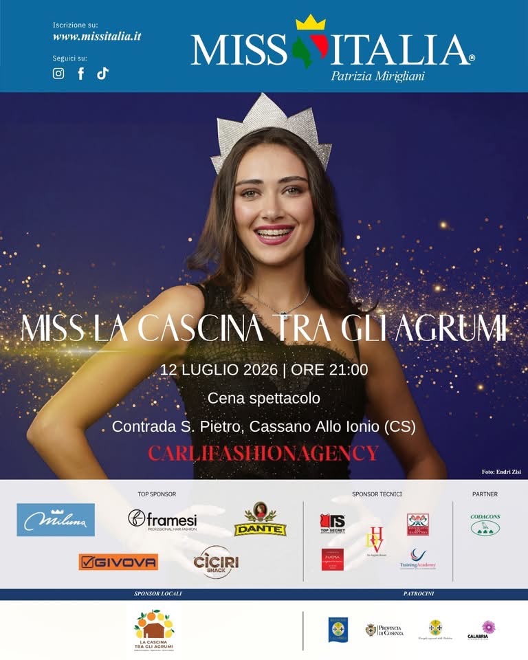 Miss Italia Calabria 2026 scalda i motori: il tour approda a Corigliano-Rossano e Cassano allo Ionio