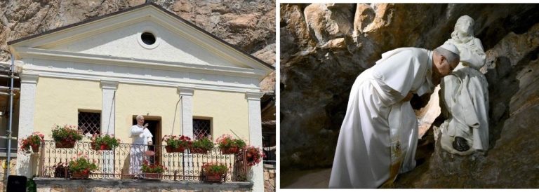 Leone XIV in vista al Santuario della SS. Trinità e ai monasteri benedettini
