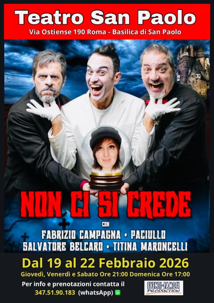 “Non Ci Si Crede” con Paciullo a Roma: la commedia che conquista il pubblico. Imperdibile al Teatro San Paolo “Non Ci Si Crede” con Paciullo a Roma: la commedia che conquista il pubblico. Imperdibile al Teatro San Paolo