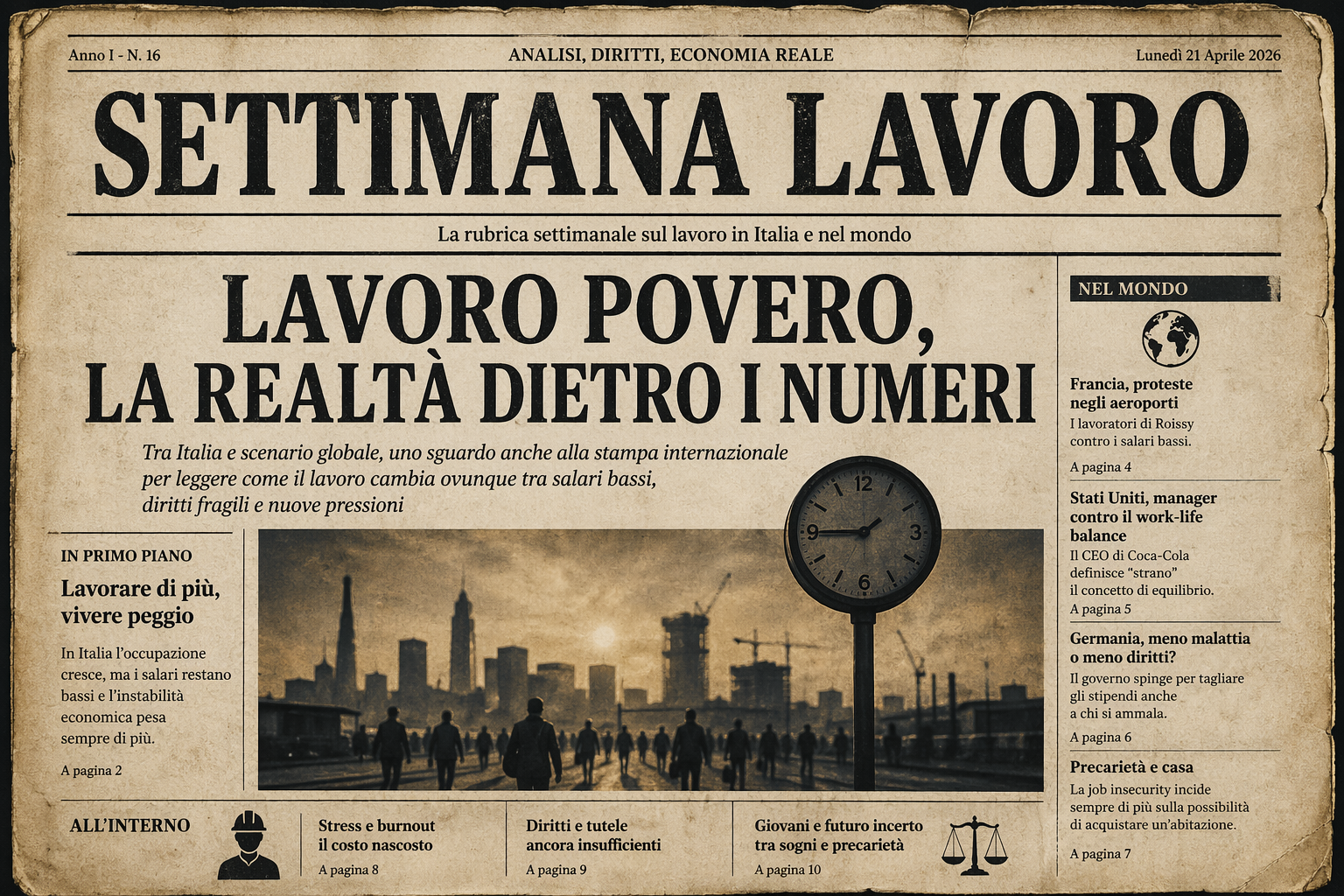 Settimana lavoro 13–19 aprile: cosa racconta il lavoro povero Settimana lavoro 13–19 aprile: cosa racconta il lavoro povero