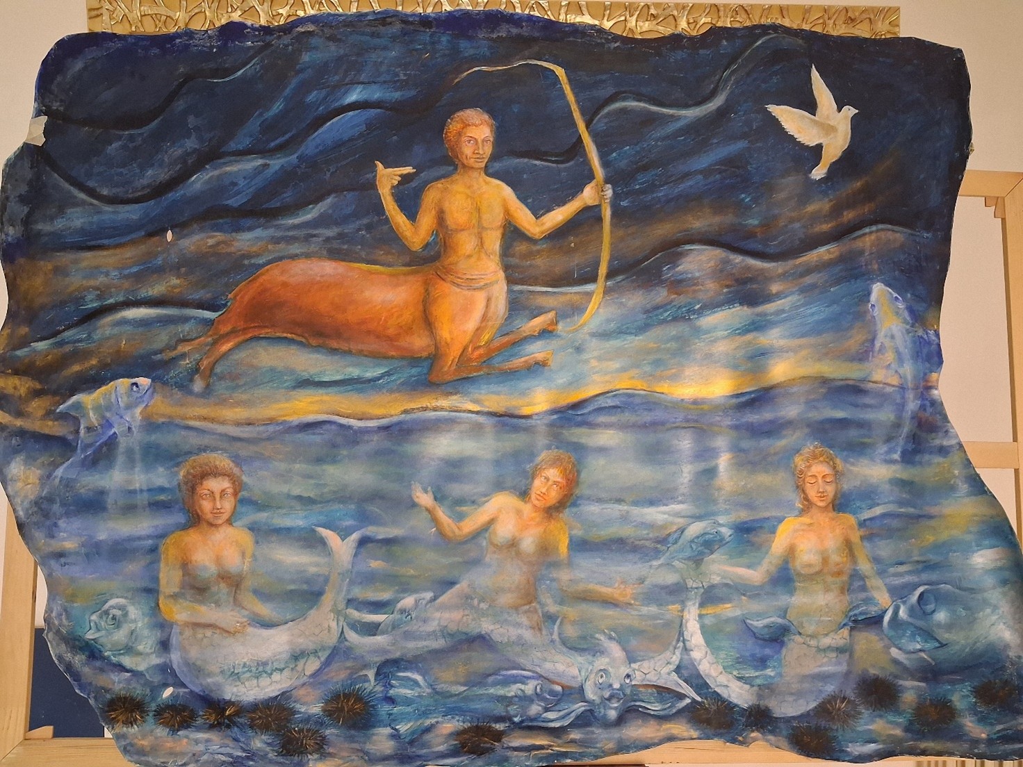 Il Centauro e la Colomba, Olio su pergamena, cm 150 x 200