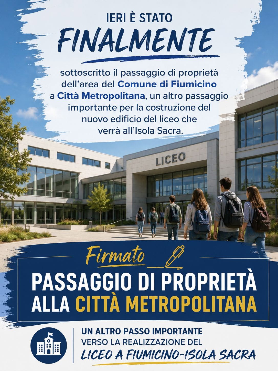 726411532_4015965958536483_3195871010227059186_n Firma dell'atto per il nuovo liceo di Fiumicino nell'area di Isola Sacra.